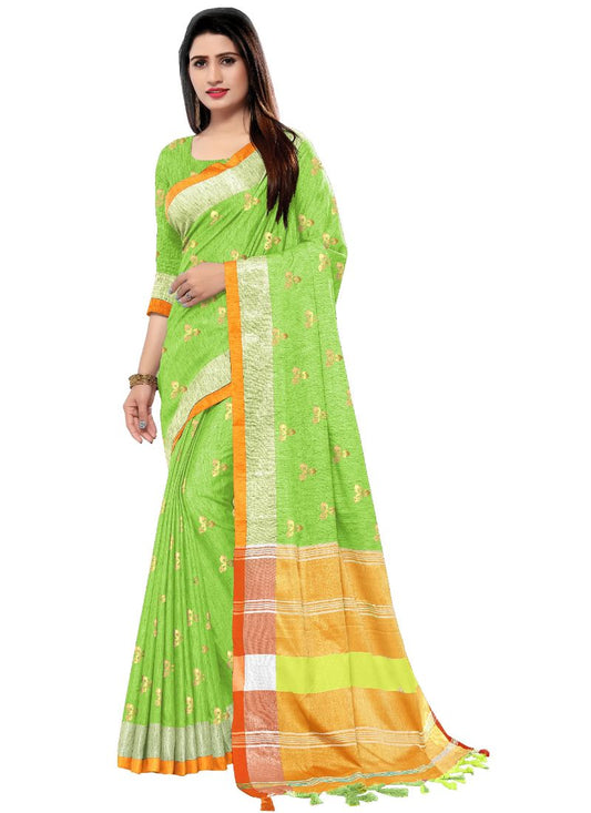 Generic Women's Blended Cotton Linen  Saree