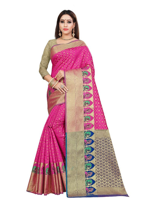 Generic Women's Kanjivaram Silk Saree with Blouse