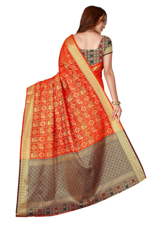 Generic Women's Kanjivaram Silk Saree with Blouse