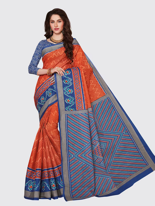 Women cotton printed saree