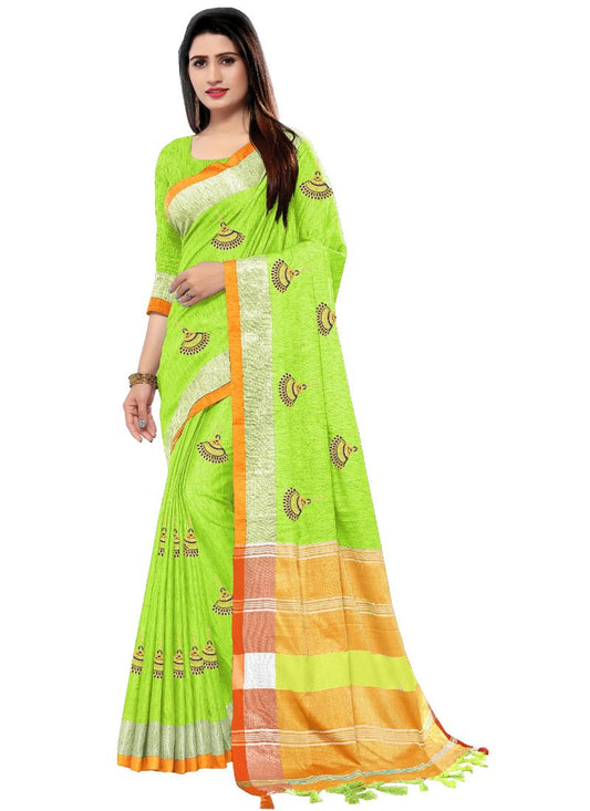 Generic Women's Blended Cotton Linen  Saree