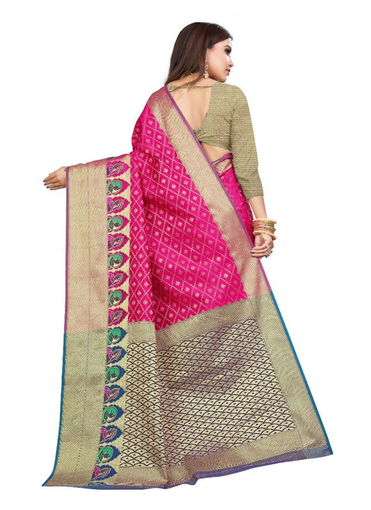 Generic Women's Kanjivaram Silk Saree with Blouse