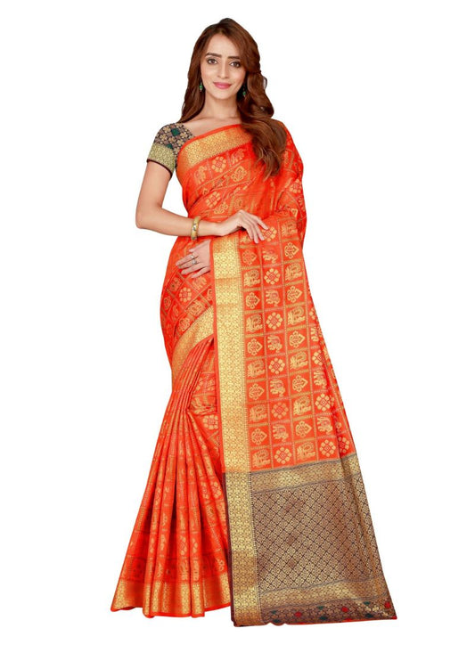 Generic Women's Kanjivaram Silk Saree with Blouse