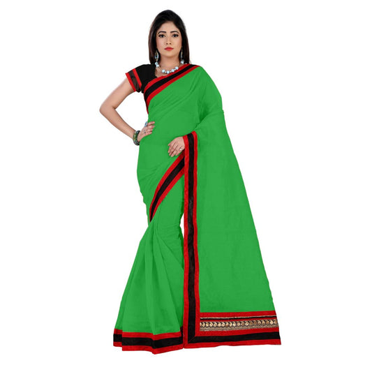 Generic Women's Chiffon Saree (Green, 5-6 Mtrs)
