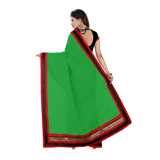 Generic Women's Chiffon Saree (Green, 5-6 Mtrs)