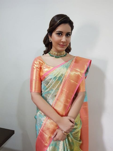 NISA FABRICS Raashi Khanna Inspired Banarasi Jaal Tissue Silk Saree |