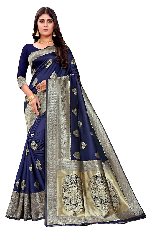 Women's Kanjivaram Art Silk Saree Soft Banarasi Style Sari With Blouse