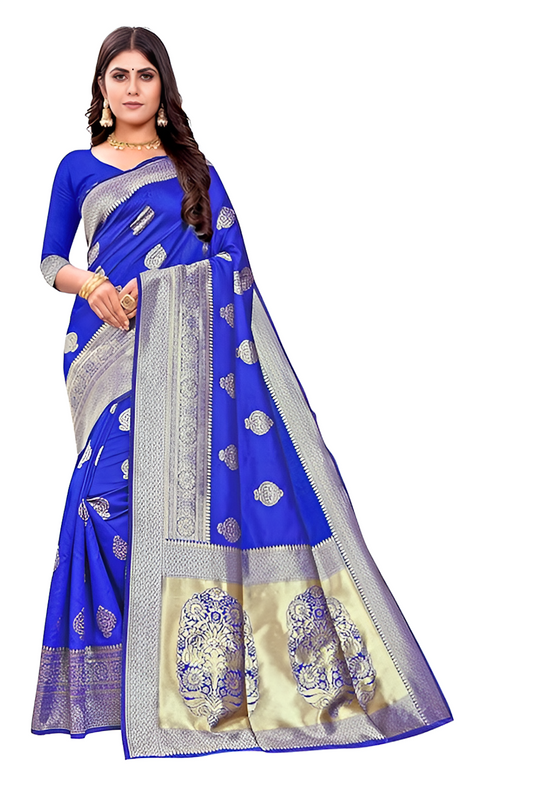 Women's Kanjivaram Art Silk Saree Soft Banarasi Style Sari With Blouse
